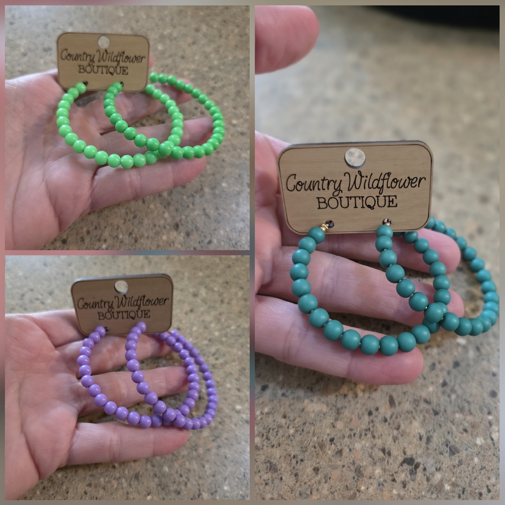 Trendy And Colorful Beaded Hoop Earrings Bundle